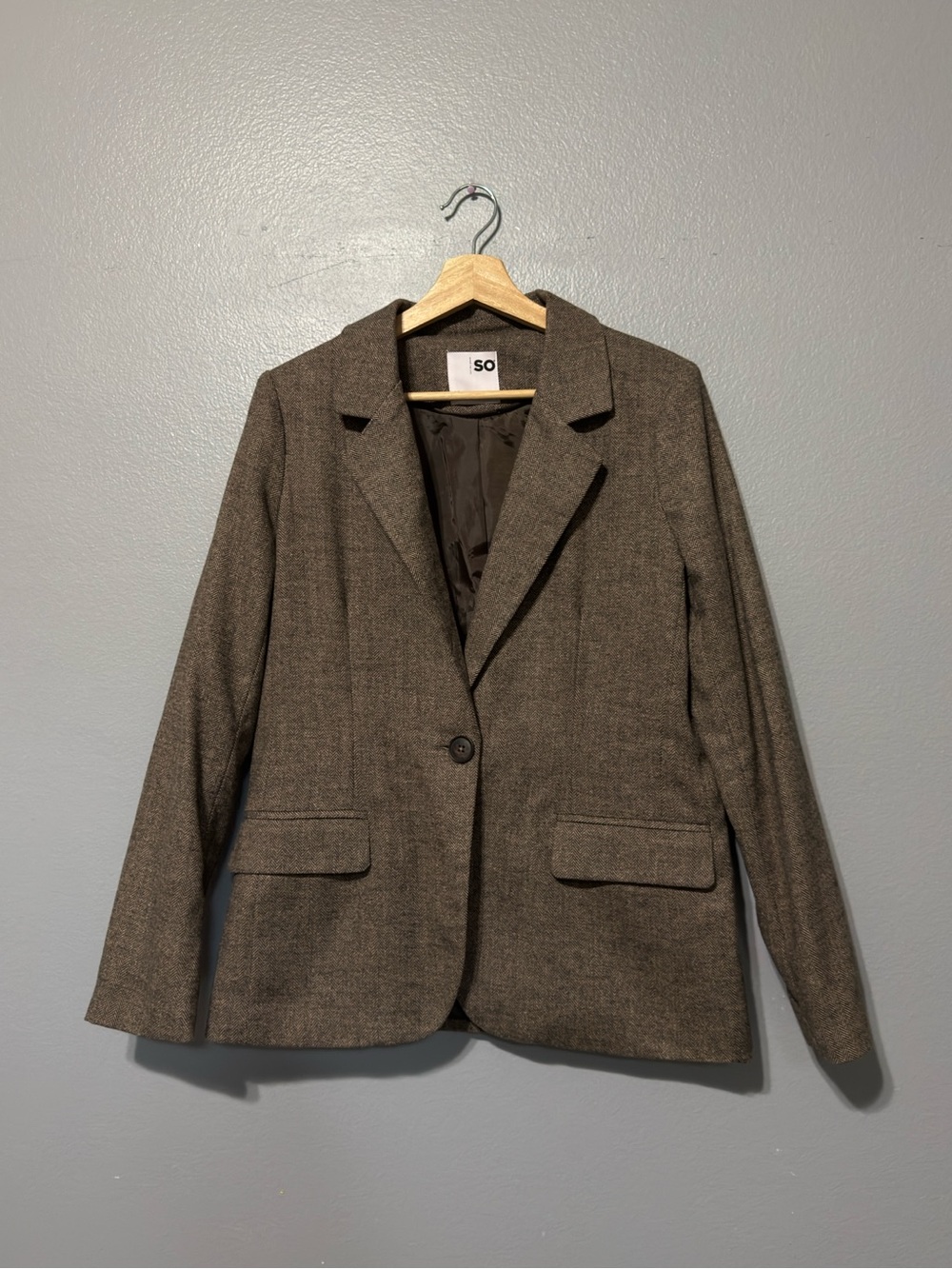 SO Taupe Brown Single-Button Blazer Jacket